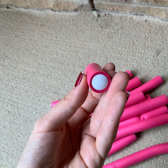 Flexible Bendable Heatless Hair Curling Rods Foam Pink Set X 11 - Picture 5 of 8